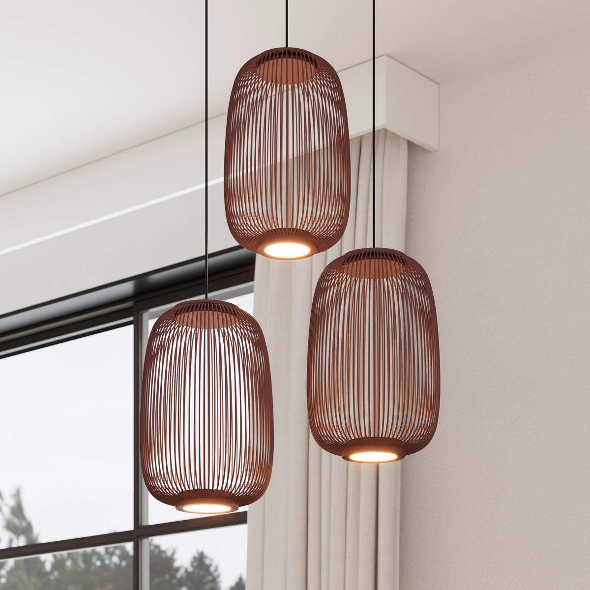 LED-HÄNGELEUCHTE Cage 40/50-150 cm  - Kupferfarben, Design, Kunststoff/Metall (40/50-150cm) - Dieter Knoll