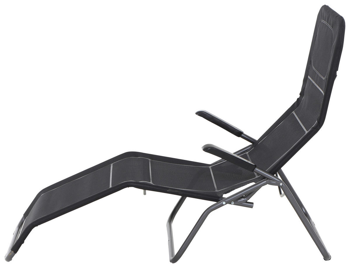 GARTENLIEGE 72,5/103,5/144 cm  - Anthrazit/Schwarz, MODERN, Textil/Metall (72,5/103,5/144cm) - Siena Garden