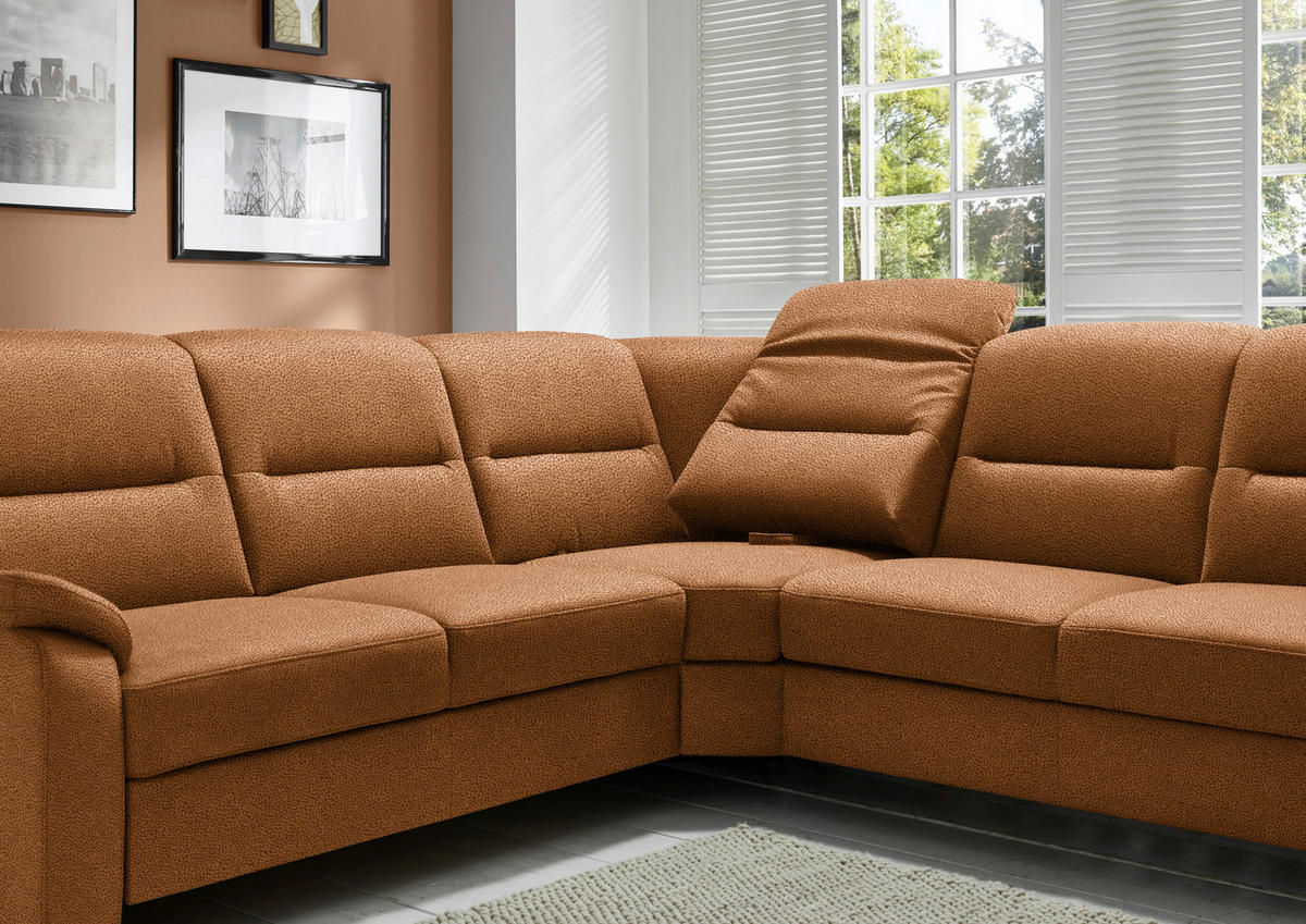 ECKSOFA in Mikrofaser Orange  - Schwarz/Orange, Konventionell, Holz/Textil (245/303cm) - Beldomo Comfort