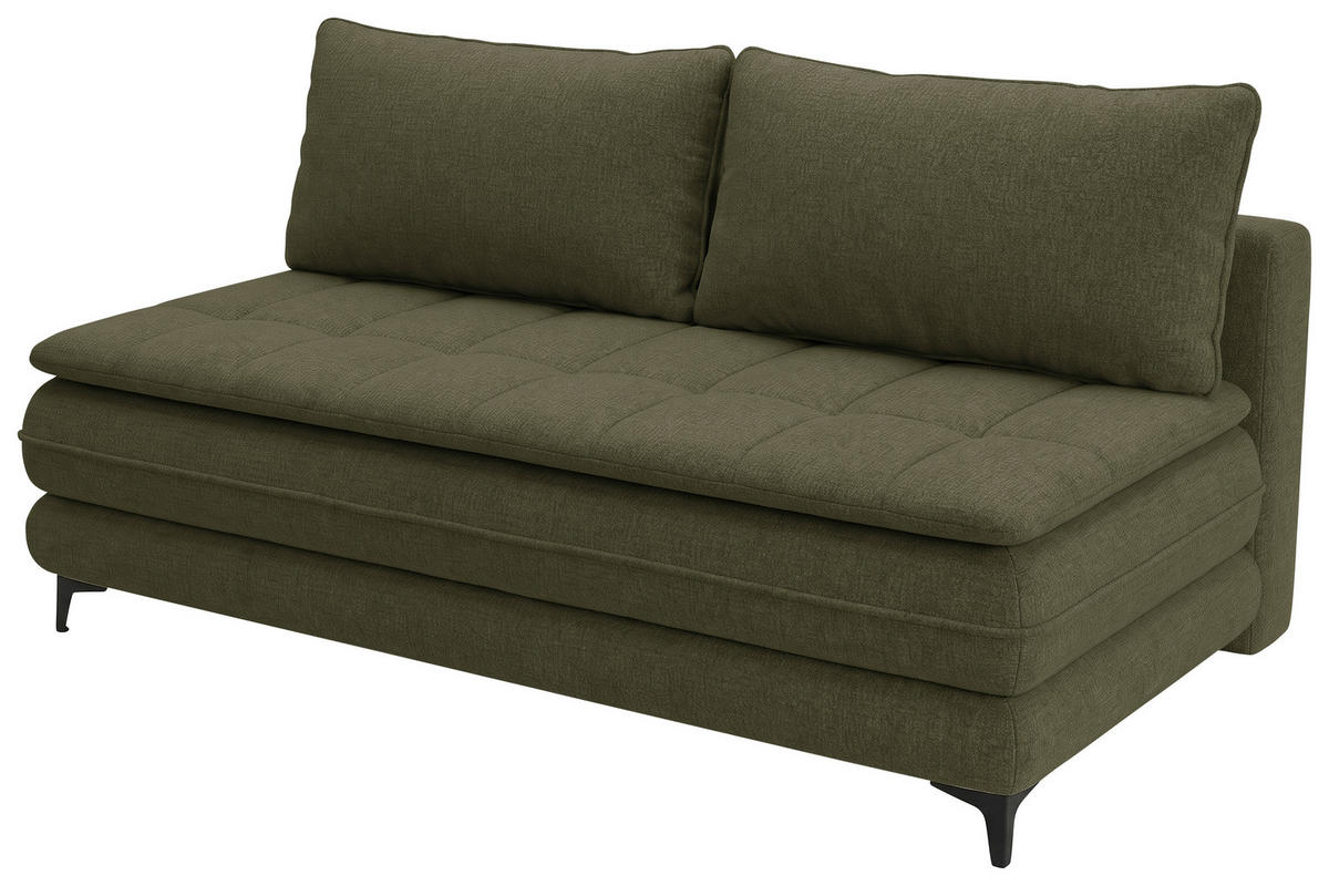 SCHLAFSOFA Chenille Dunkelgrün  inkl. Bettkasten, Schlaffunktion, Topper  - Dunkelgrün/Schwarz, Design, Textil/Metall (200/95/92cm) - Stylife