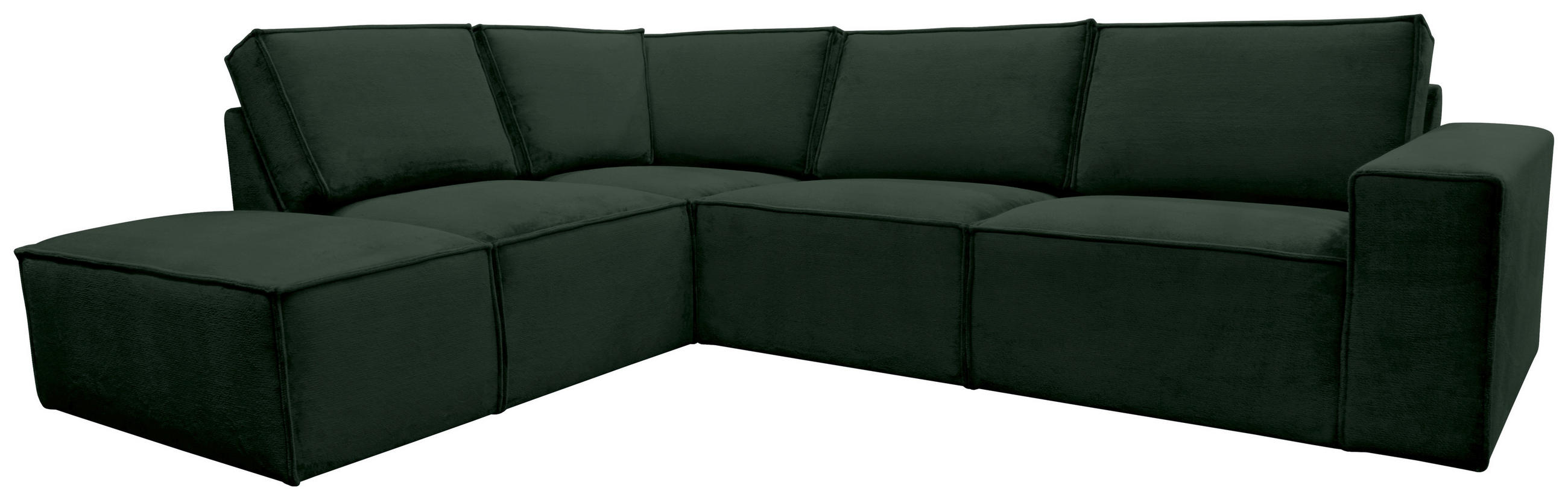 ECKSOFA Dunkelgrün Chenille  - Dunkelgrün/Schwarz, KONVENTIONELL, Kunststoff/Textil (212/275cm) - Carryhome