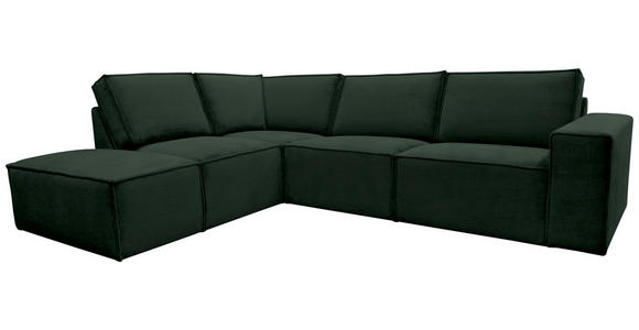 ECKSOFA Dunkelgrün Chenille Rückenkissen, Rücken echt  - Dunkelgrün/Schwarz, KONVENTIONELL, Kunststoff/Textil (212/275cm) - Carryhome