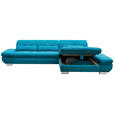 ECKSOFA Türkis Mikrofaser  - Türkis/Schwarz, Design, Textil/Metall (204/341cm) - Xora