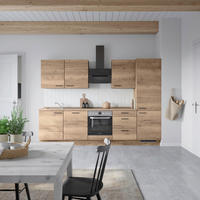 KÜCHENLEERBLOCK 300 cm   in Eiche dunkel  - Eiche dunkel/Schwarz, MODERN, Holzwerkstoff/Metall (300cm) - Nobilia