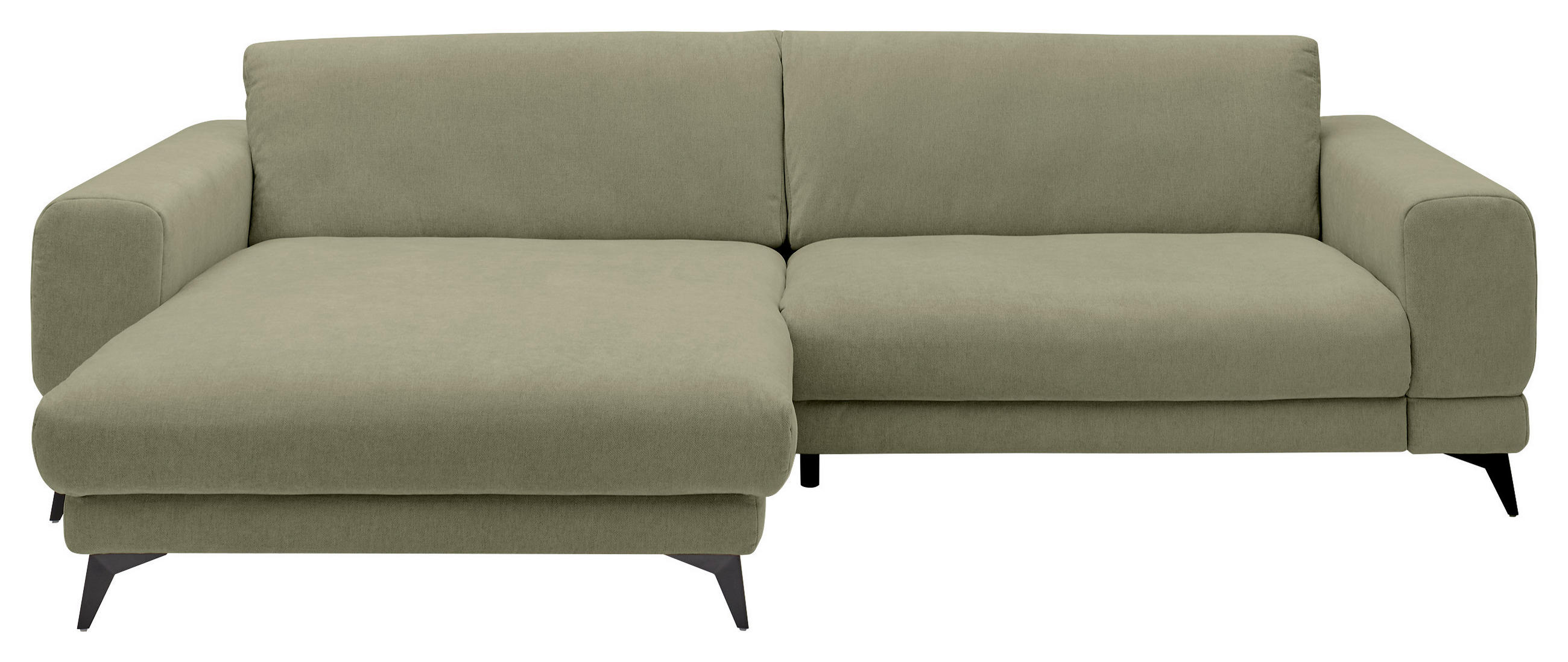 ECKSOFA Grün Chenille  - Schwarz/Grün, KONVENTIONELL, Textil/Metall (194/292cm) - SetOne by Musterring