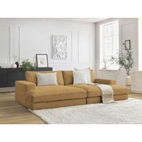 BIGSOFA LEONARD Cord Gelb  - Gelb/Schwarz, MODERN, Kunststoff/Textil (274/77/159cm)