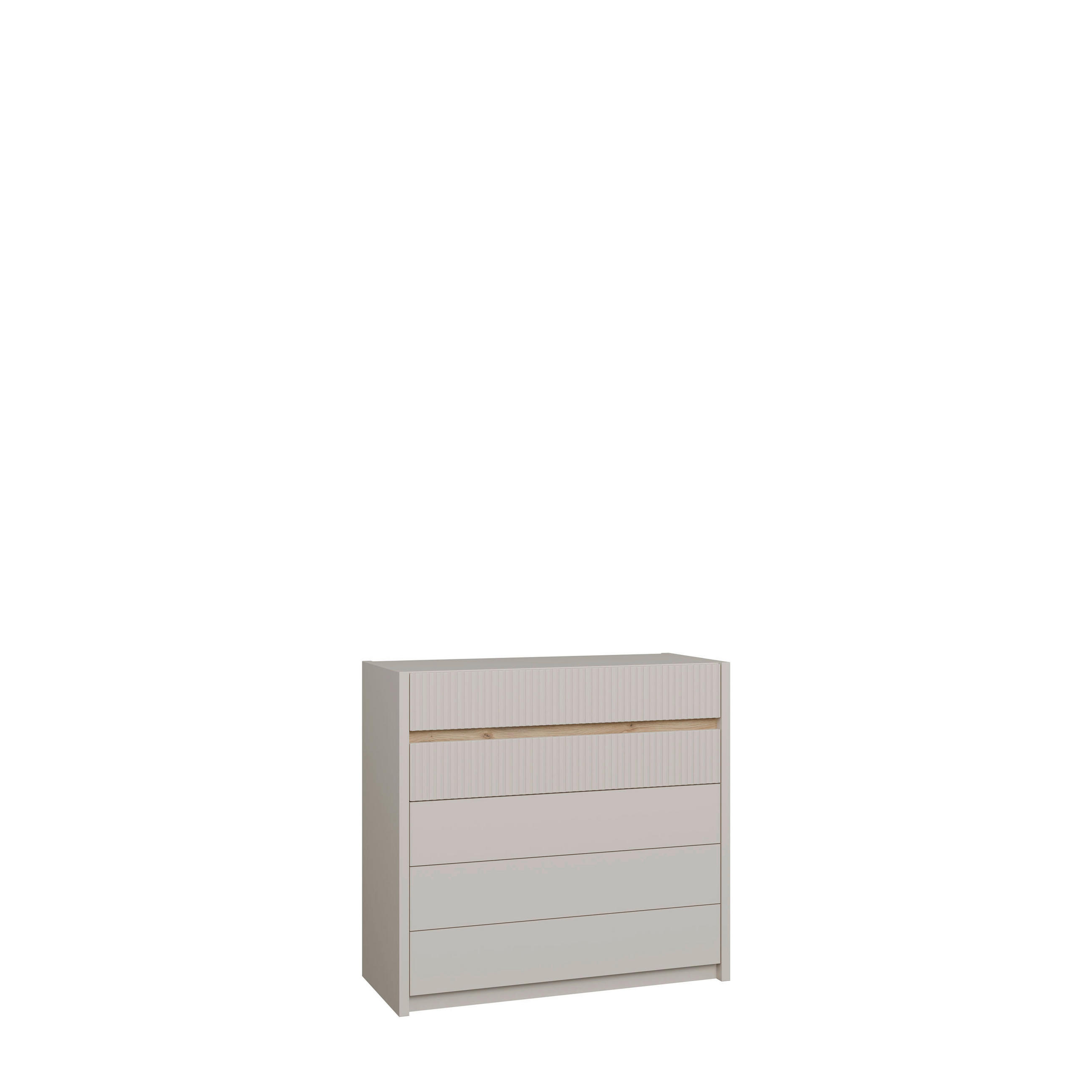 KOMODA, barve hrasta, peščene barve  - barve hrasta/bež, Trend, umetna masa/leseni material (100,3/93,9/41,7cm) - Hom`in
