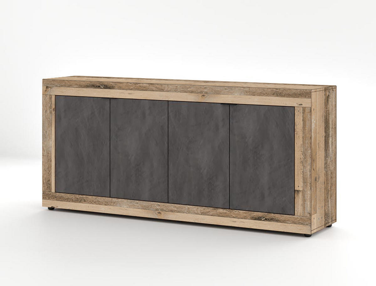 SIDEBOARD  in 180/86/42 cm  - Alteiche/Schwarz, Design, Holzwerkstoff/Kunststoff (180/86/42cm) - MID.YOU