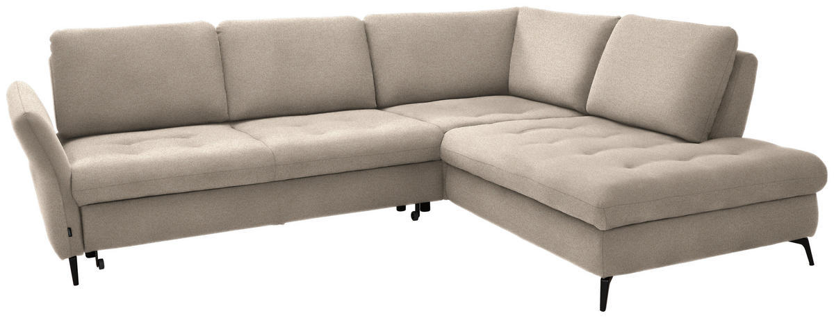 ECKSOFA in Bouclé Beige  - Beige/Schwarz, Natur, Textil/Metall (288/233cm) - Valnatura