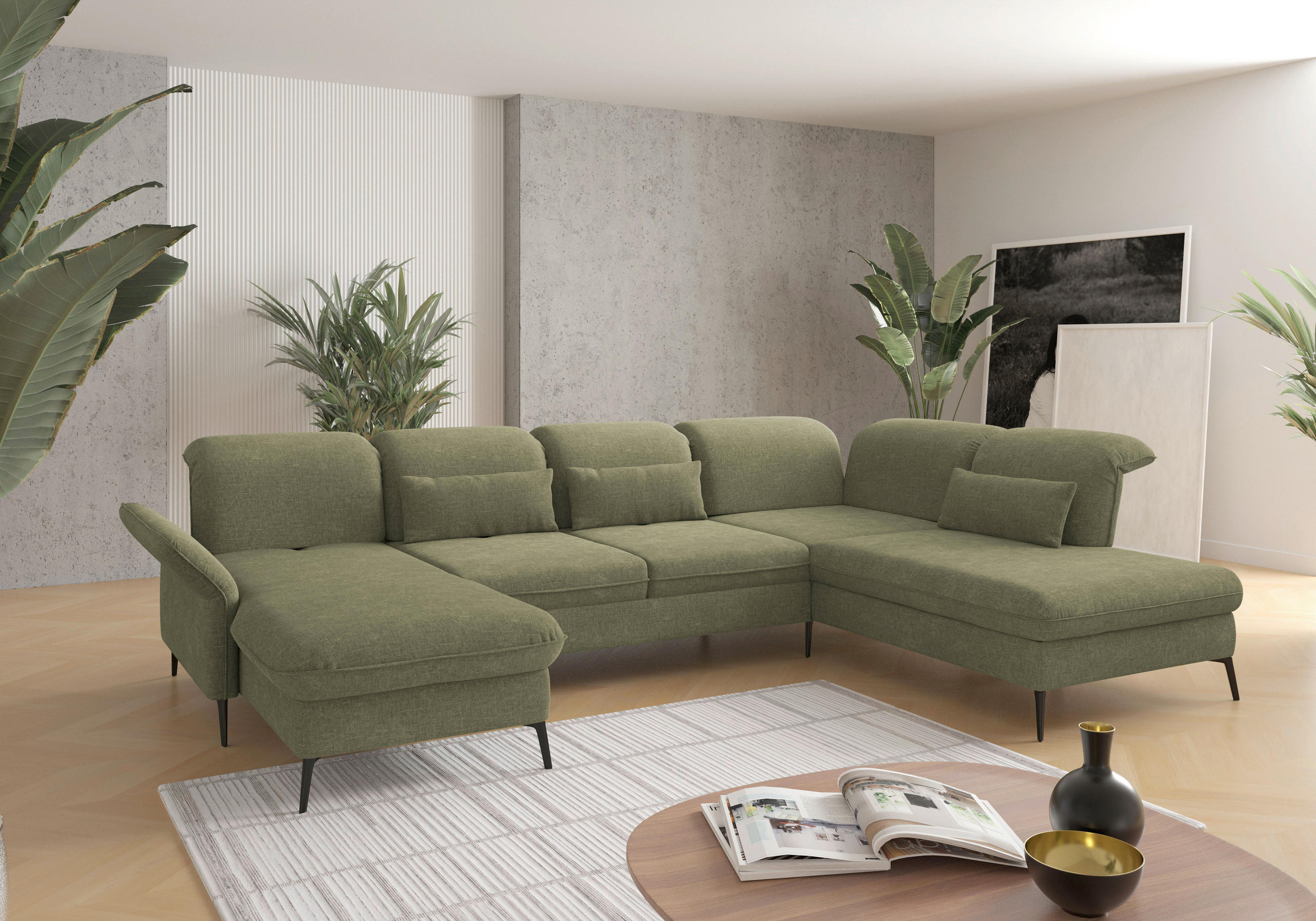 Sit & More SEDACÍ SOUPRAVA, textil, světle zelená