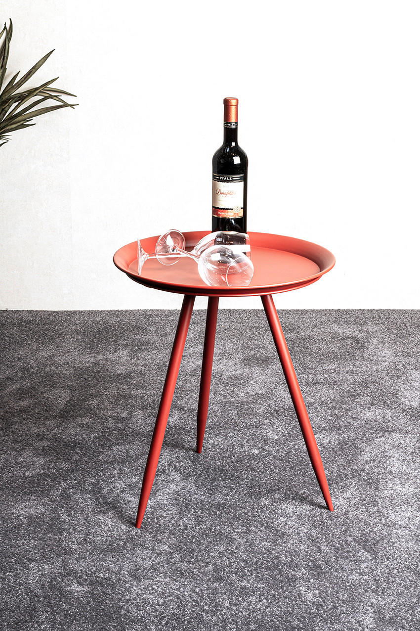 Thumbnail - Beistelltisch, Rot, Metall, rund, konisch, Rundrohr, 47x38x47 cm, Wohnzimmer, Wohnzimmertische, Beistelltische, Beistell...