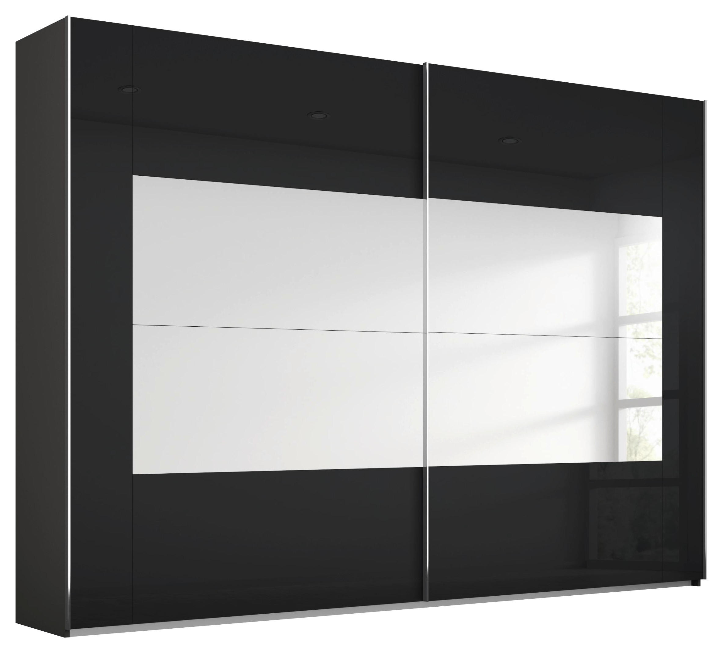 SCHWEBETÜRENSCHRANK in Graphitfarben  - Chromfarben/Graphitfarben, Design, Glas/Holzwerkstoff (316/236/68cm) - Xora