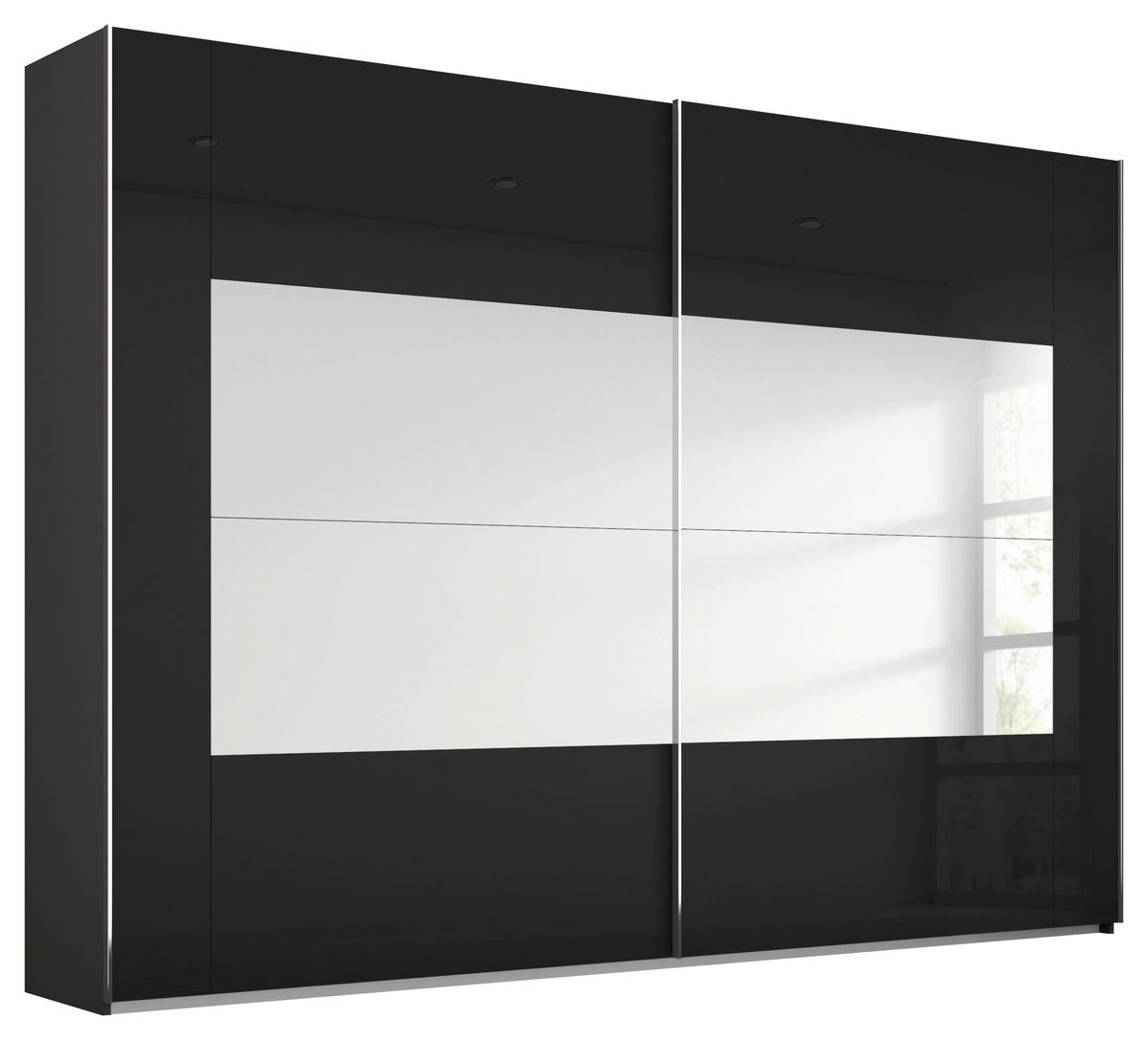 SCHWEBETÜRENSCHRANK in Graphitfarben  - Chromfarben/Graphitfarben, Design, Glas/Holzwerkstoff (316/236/68cm) - Xora