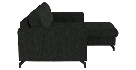 ECKSOFA in Flachgewebe, Leinenoptik Anthrazit  - Anthrazit/Schwarz, Design, Textil/Metall (242/170cm) - Xora