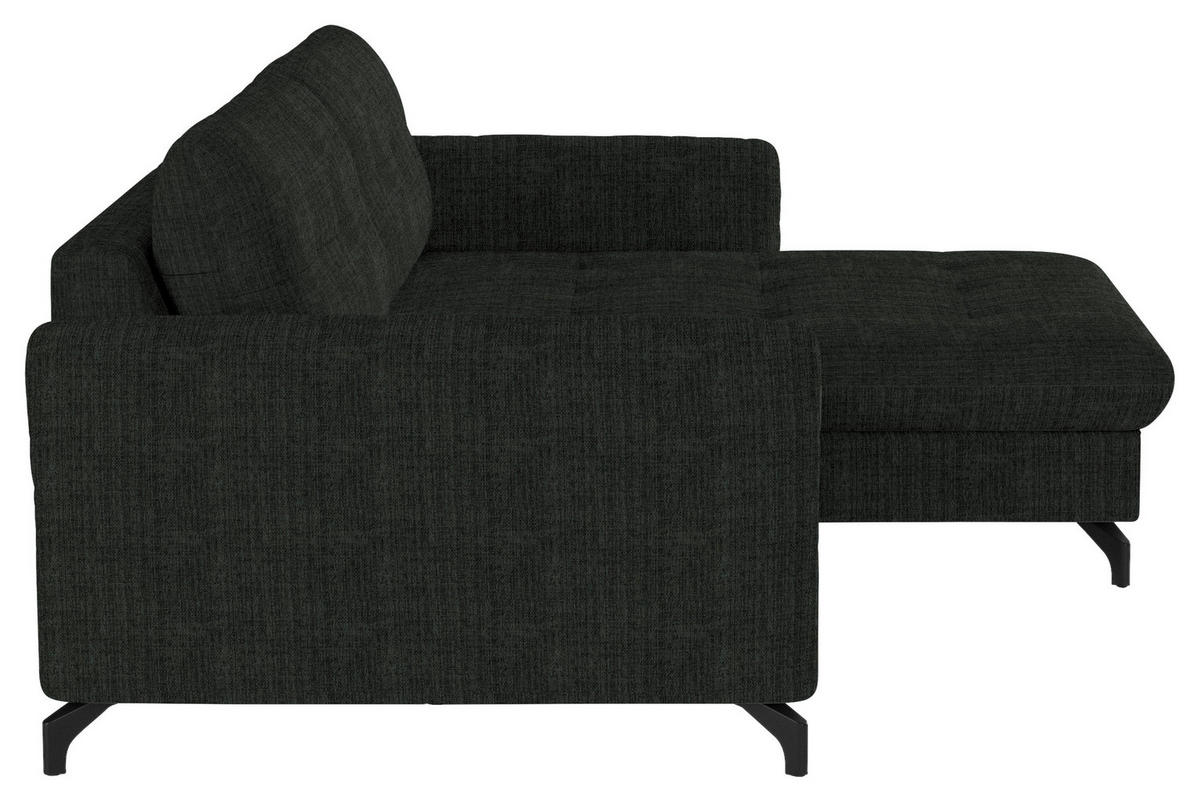 ECKSOFA Anthrazit Flachgewebe, Leinenoptik  - Anthrazit/Schwarz, Design, Textil/Metall (242/170cm) - Xora