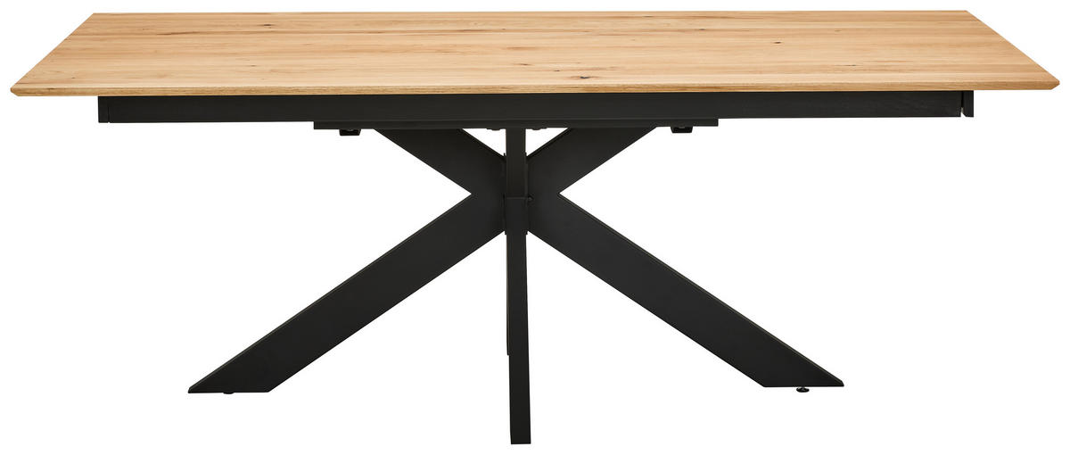 ESSTISCH Wildeiche rechteckig  ausziehbar  - Wildeiche/Schwarz, Design, Holz/Metall (200-285/100/75cm) - Valdera