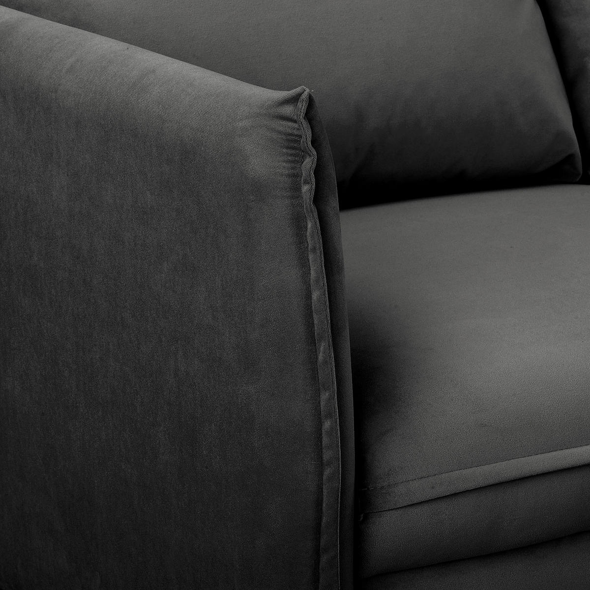2-SITZER-SOFA Samt Schwarz  - Schwarz, Design, Holz/Textil (138/86/100cm) - P & B