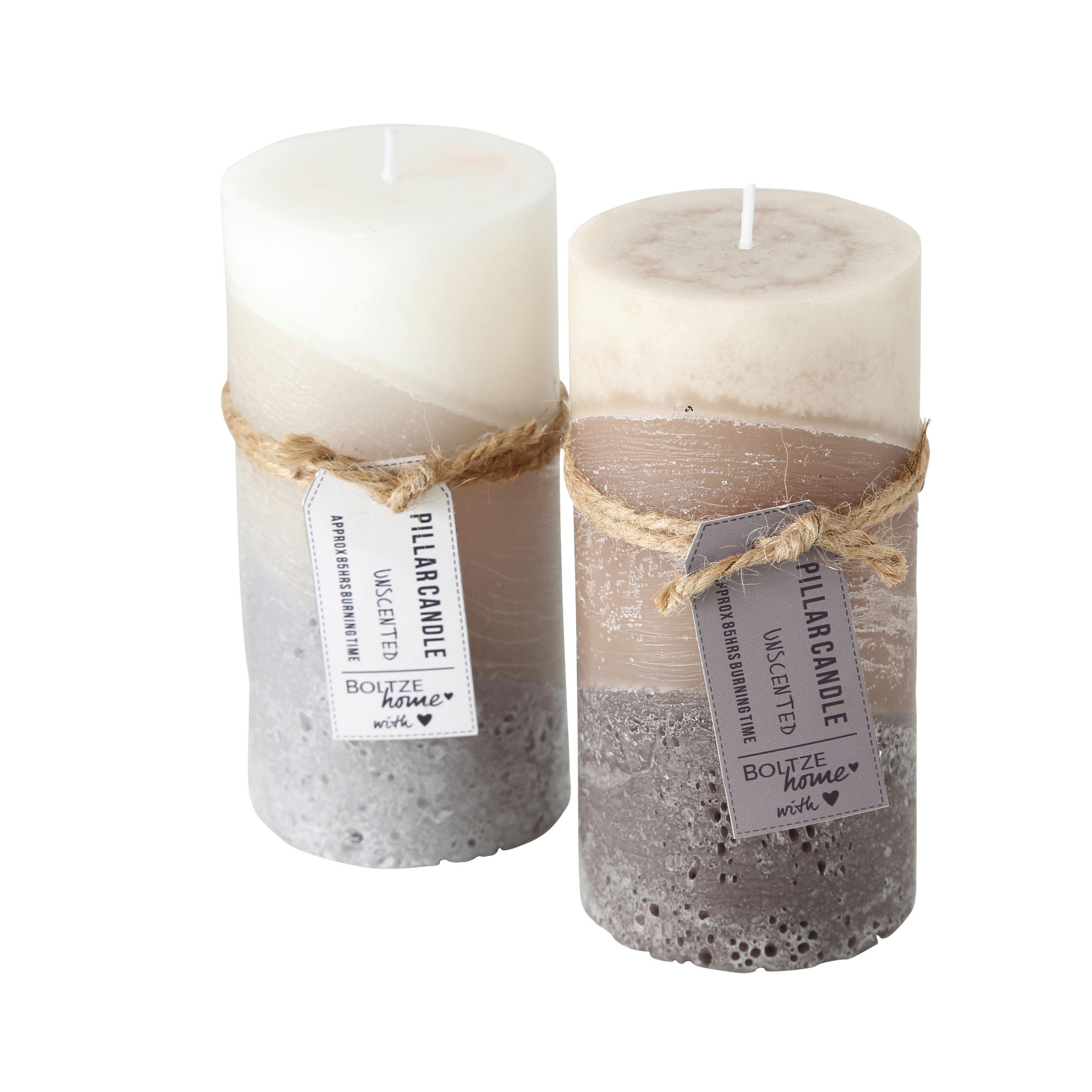 VELIKA SVEČA - siva/bež, Basics, parafin (7/14cm)