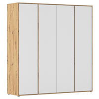DREHTÜRENSCHRANK 187/194/53 cm,  in Weiß, Eiche Artisan, 4-türig  - Weiß/Eiche Artisan, MODERN, Holzwerkstoff (187/194/53cm) - Rauch Möbel