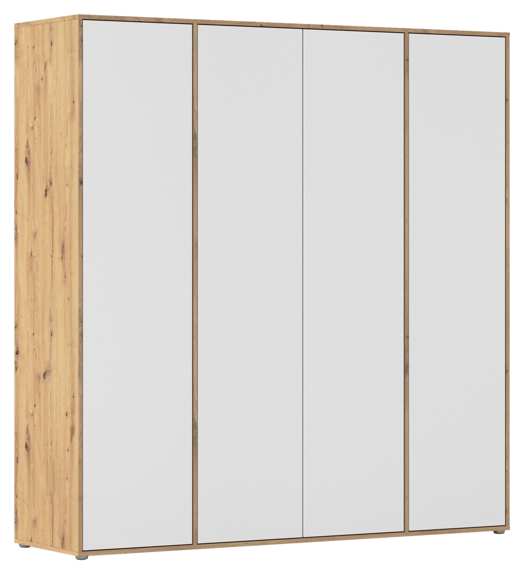 Rauch Möbel Drehtürenschrank Weiß, Eiche Artisan 187x194x53 cm