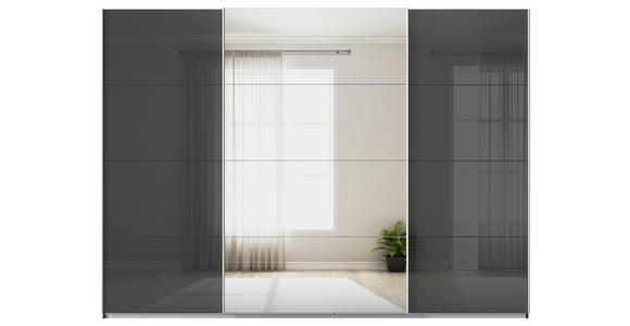 SCHWEBETÜRENSCHRANK  in Dunkelgrau  - Dunkelgrau/Alufarben, KONVENTIONELL, Glas/Holzwerkstoff (315/229/62cm) - Xora