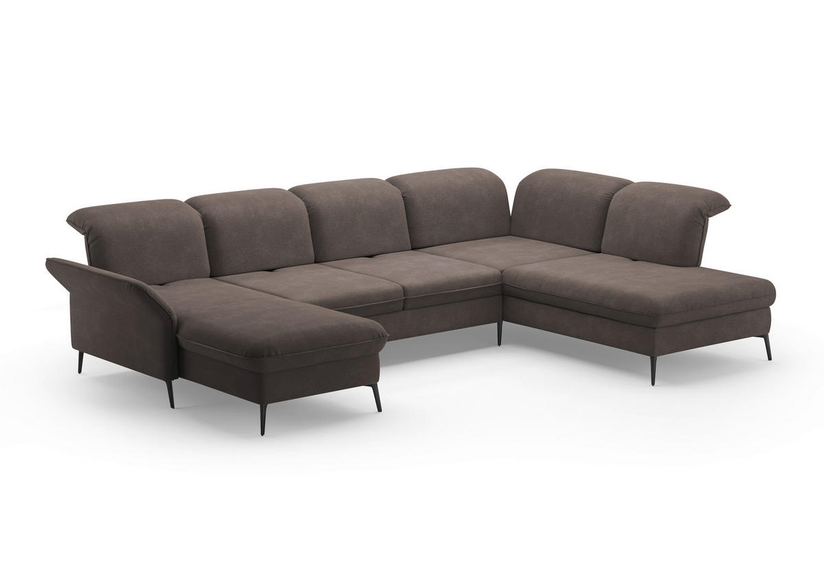 WOHNLANDSCHAFT in Flachgewebe Graphitfarben  - Schwarz/Graphitfarben, Konventionell, Textil/Metall (198/359/231cm) - Sit & More