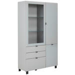 VITRINE Grau, Hellgrau  109,7/190,7/41,4 cm  - Hellgrau/Schwarz, Design, Glas/Holzwerkstoff (109,7/190,7/41,4cm) - Hom`in