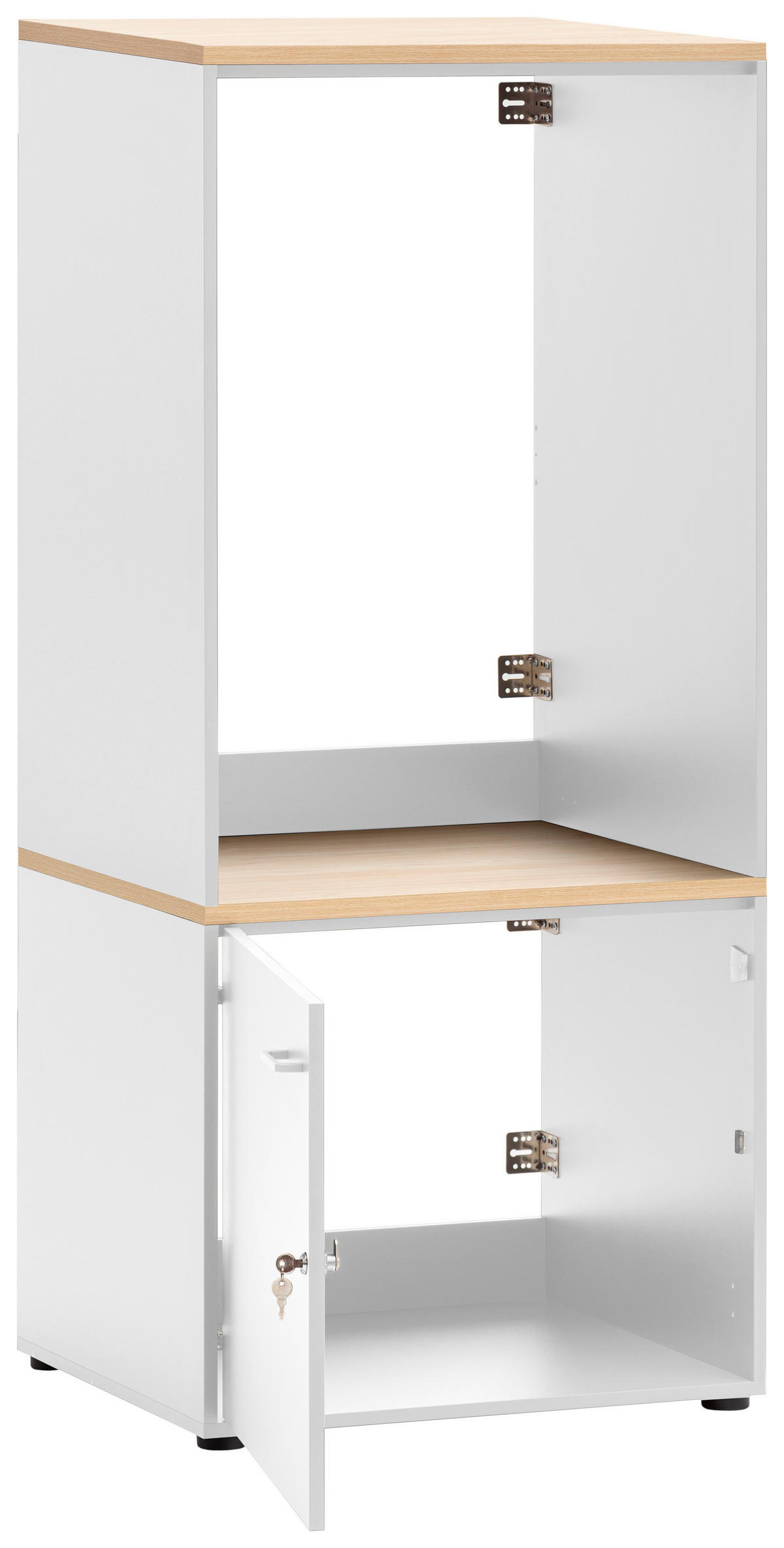 WASCHMASCHINENSCHRANK 67,1/154,7/60 cm  in Weiß, Eichefarben  - Chromfarben/Eichefarben, MODERN, Holzwerkstoff/Kunststoff (67,1/154,7/60cm) - MID.YOU