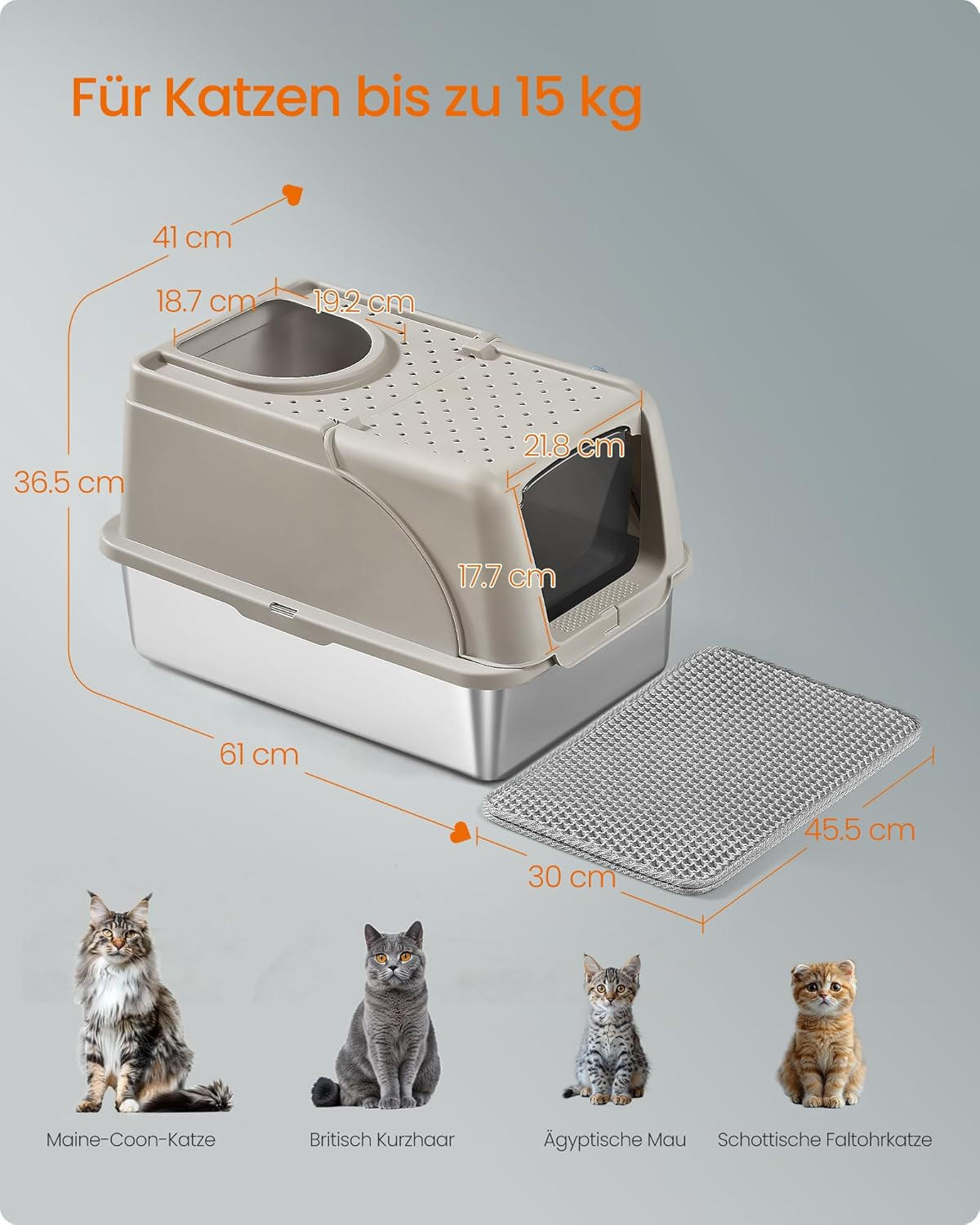 KATZENTOILETTE - Beige, Trend, Kunststoff/Metall (41/36,5/61cm) - Boxxx