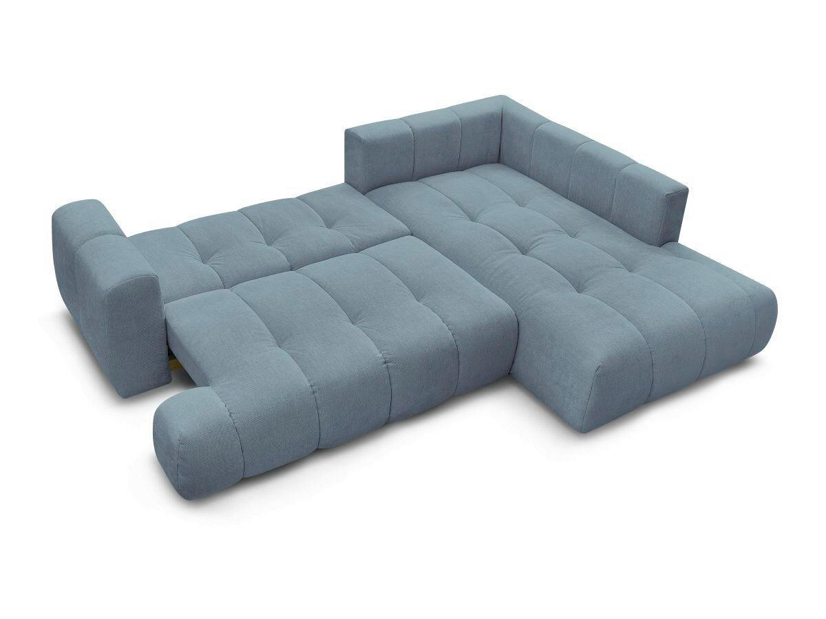 ECKSCHLAFSOFA FUJI Leinenoptik Hellblau  inkl.  - Schwarz/Hellblau, MODERN, Kunststoff/Textil (282/204cm)