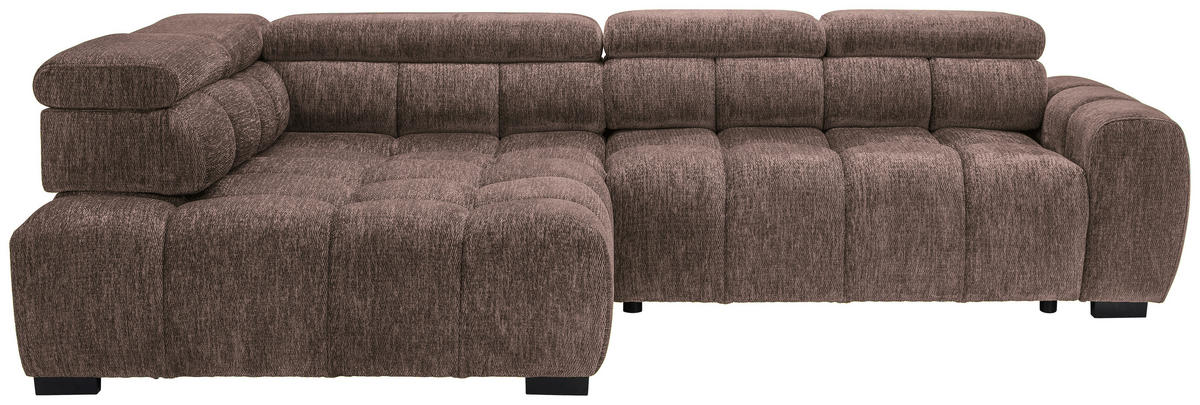 ECKSOFA inkl. Funktionen Braun Webstoff  - Schwarz/Braun, MODERN, Kunststoff/Textil (205/297cm) - Welnova