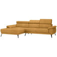 ECKSOFA in Velours Currygelb  - Currygelb/Schwarz, Design, Textil/Metall (187/295cm) - Novel