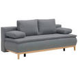 BOXSPRINGSOFA in Flachgewebe Grau  - Eichefarben/Beige, Design, Holz/Textil (202/78/93/100cm) - Carryhome