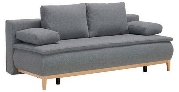 BOXSPRINGSOFA in Flachgewebe Grau  - Eichefarben/Beige, Design, Holz/Textil (202/78/93/100cm) - Carryhome