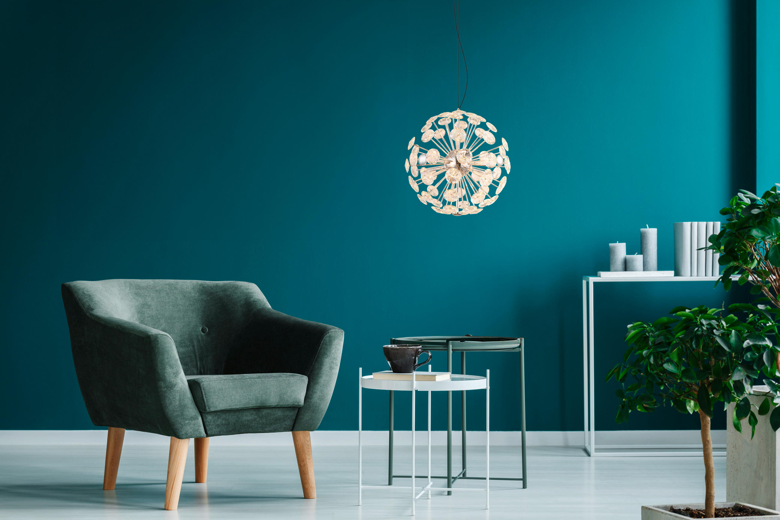LED-HÄNGELEUCHTE VIRINA 45/150 cm   - Klar/Chromfarben, KONVENTIONELL, Glas/Kunststoff (45/150cm) - Globo