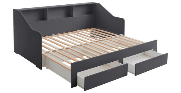AUSZIEHBETT 90-180/200 cm  in Anthrazit  - Anthrazit/Buchefarben, KONVENTIONELL, Holzwerkstoff (90-180/200cm) - Carryhome