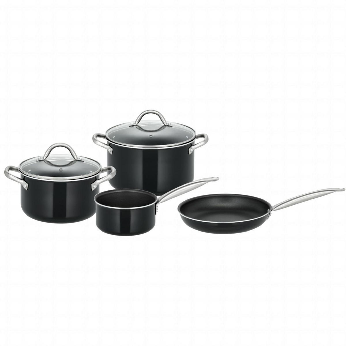 SET LONACA ZA KUHANJE 0  aluminij  4-dijelni  0  - crna, Basics, staklo/metal (25,5/32/17,5cm) - ELO
