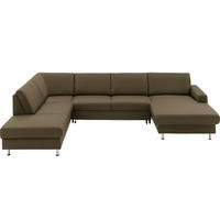 WOHNLANDSCHAFT in Echtleder Grün  - Alufarben/Grün, Design, Leder/Metall (233/339/165cm) - Beldomo Premium
