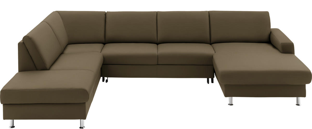 WOHNLANDSCHAFT in Echtleder Grün  - Alufarben/Grün, Design, Leder/Metall (233/339/165cm) - Beldomo Premium