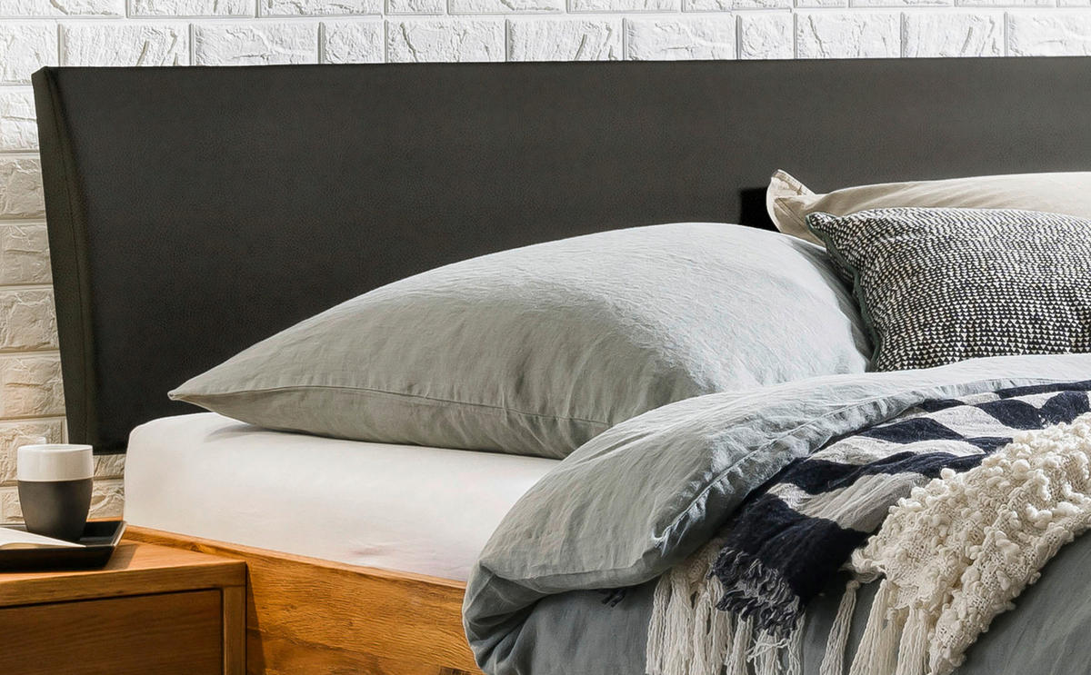 BETT 90/200 cm  in Anthrazit, Wildeiche  - Wildeiche/Eichefarben, Natur, Holz/Metall (90/200cm) - Hasena
