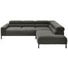 ECKSOFA Feincord Anthrazit  - Anthrazit/Schwarz, Design, Textil/Metall (273/219cm) - Pure Home Comfort