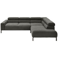 ECKSOFA inkl. Funktion Ottomane rechts  Anthrazit Feincord  - Anthrazit/Schwarz, Design, Textil/Metall (273/219cm) - Pure Home Lifestyle