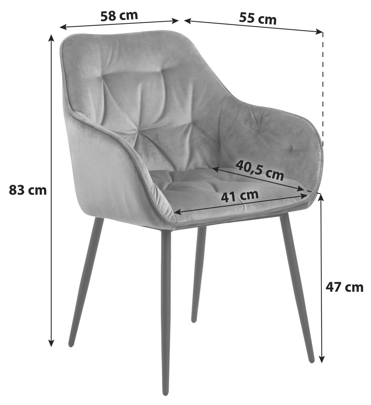 STOL MED ARMSTÖD sammet  - korall/svart, Trend, metall/textil (58/83/55cm)
