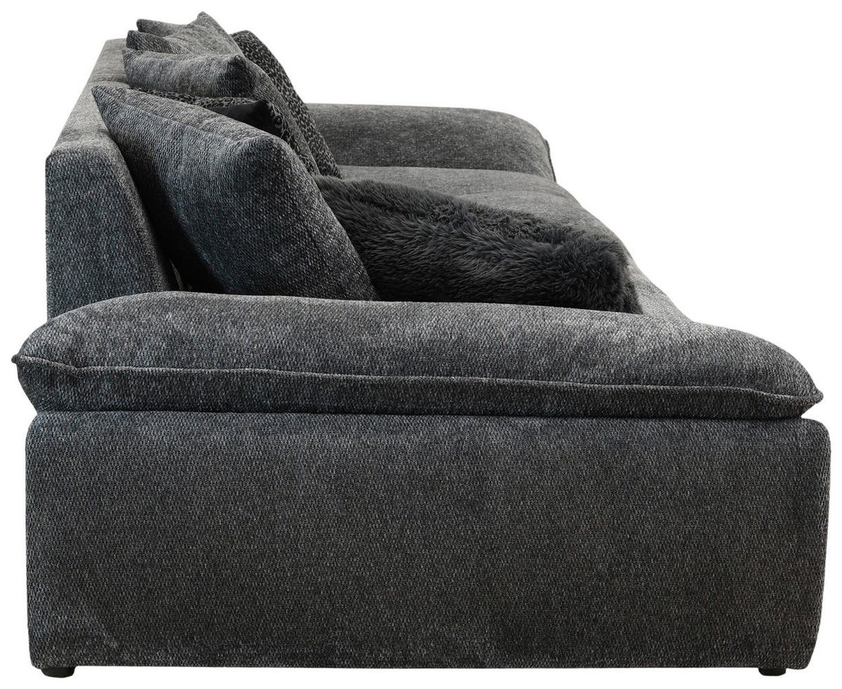 BIGSOFA Chenille Anthrazit  - Anthrazit/Schwarz, Trend, Textil (310/76-90/124cm) - MID.YOU