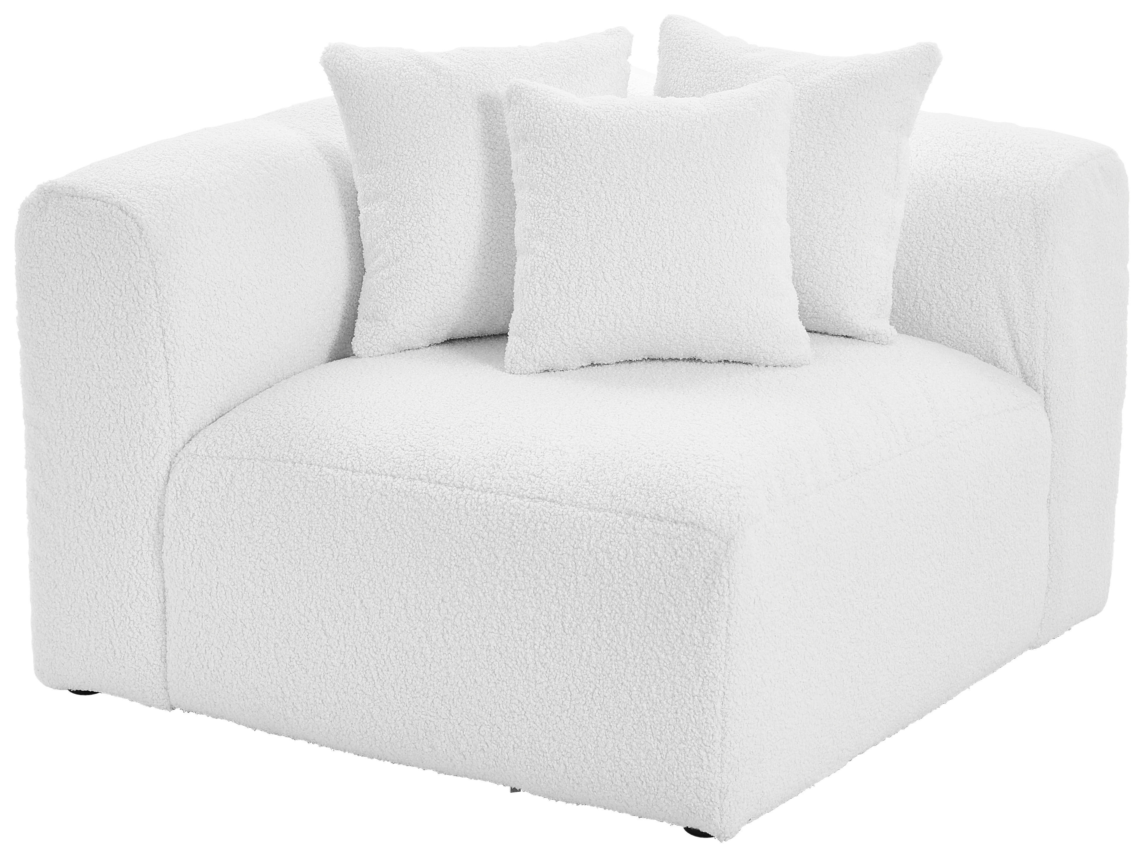 SOFAELEMENT in Flachgewebe, Teddystoff Weiß  - Weiß, Trend, Textil (115/70/115cm) - Livetastic