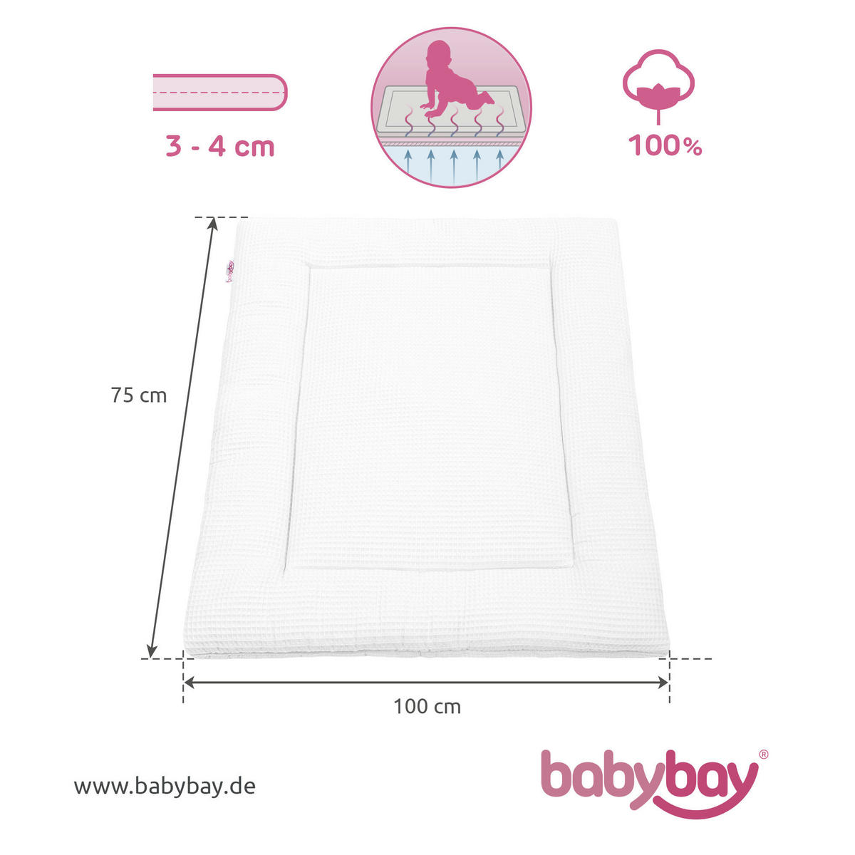 KRABBELDECKE 100/75 cm  - Weiß, Basics, Textil (100/75cm) - Babybay