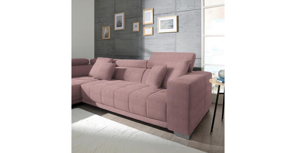 ECKSOFA in Mikrofaser Rosa  - Chromfarben/Rosa, Design, Textil/Metall (207/301cm) - Xora