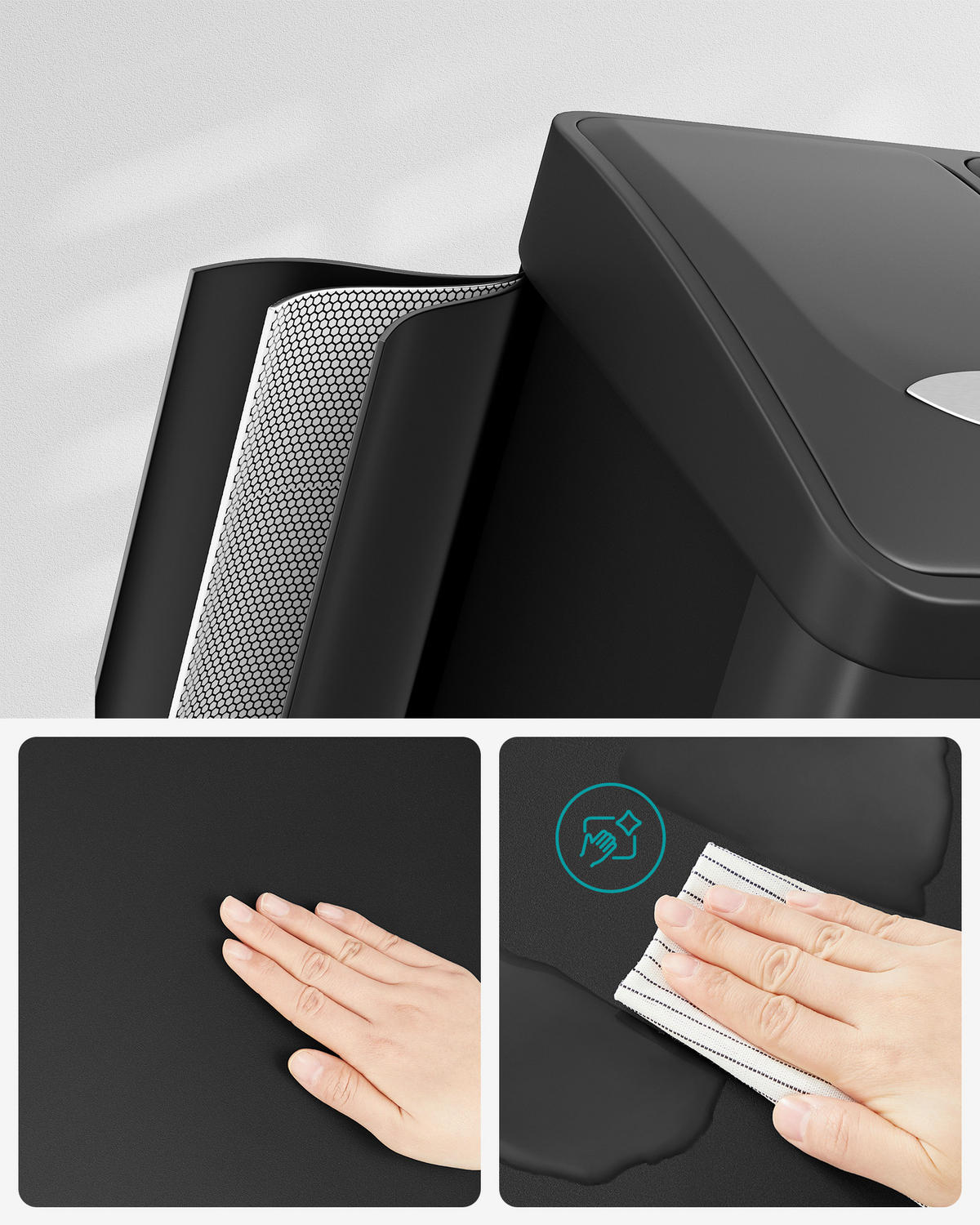 ABFALLSAMMLER 24 L  - Schwarz, Basics, Kunststoff/Metall (46/39,5/24,5cm)