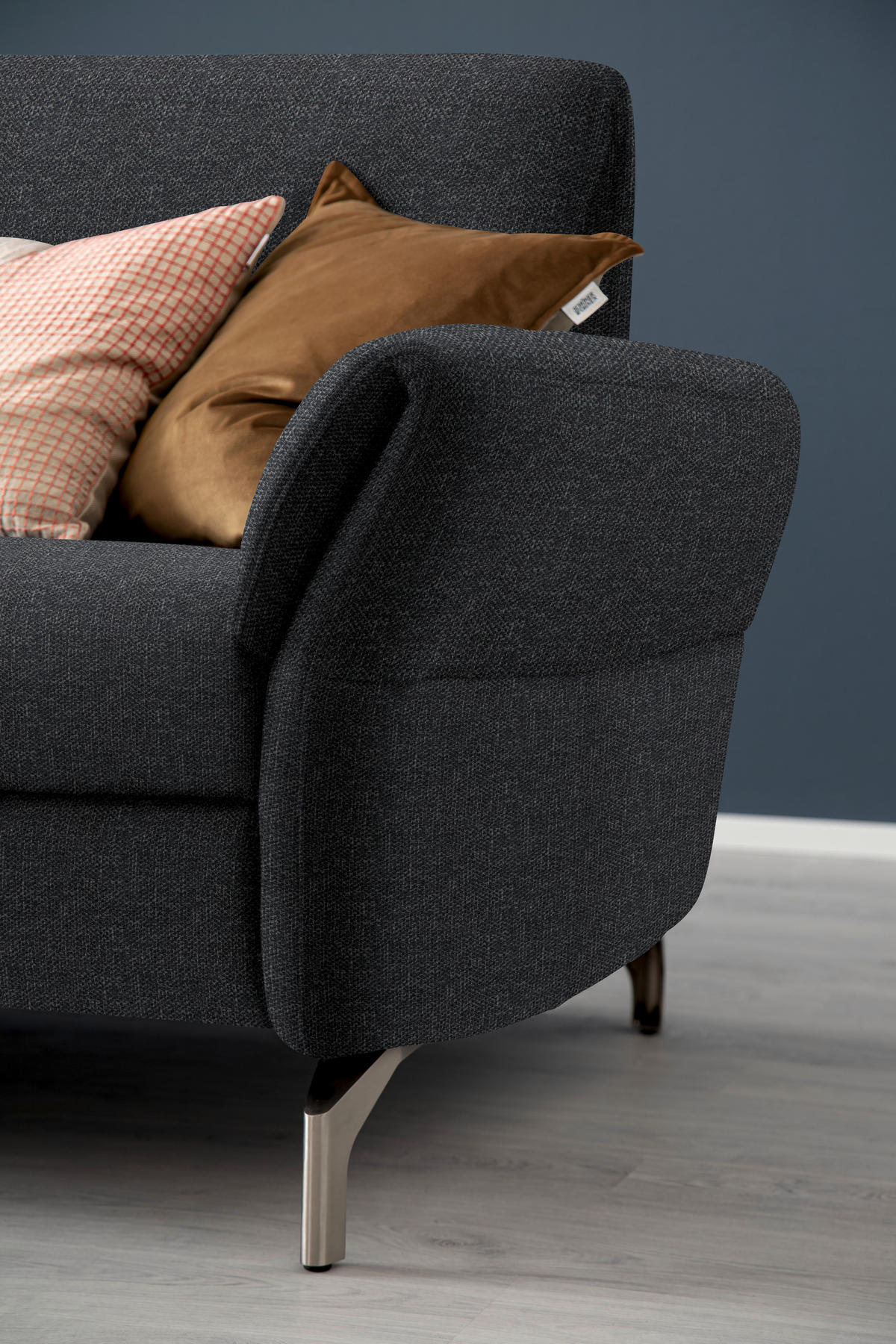 2,5-SITZER in Flachgewebe Anthrazit  - Anthrazit/Nickelfarben, Design, Textil/Metall (212/87/100cm) - Schöner Wohnen