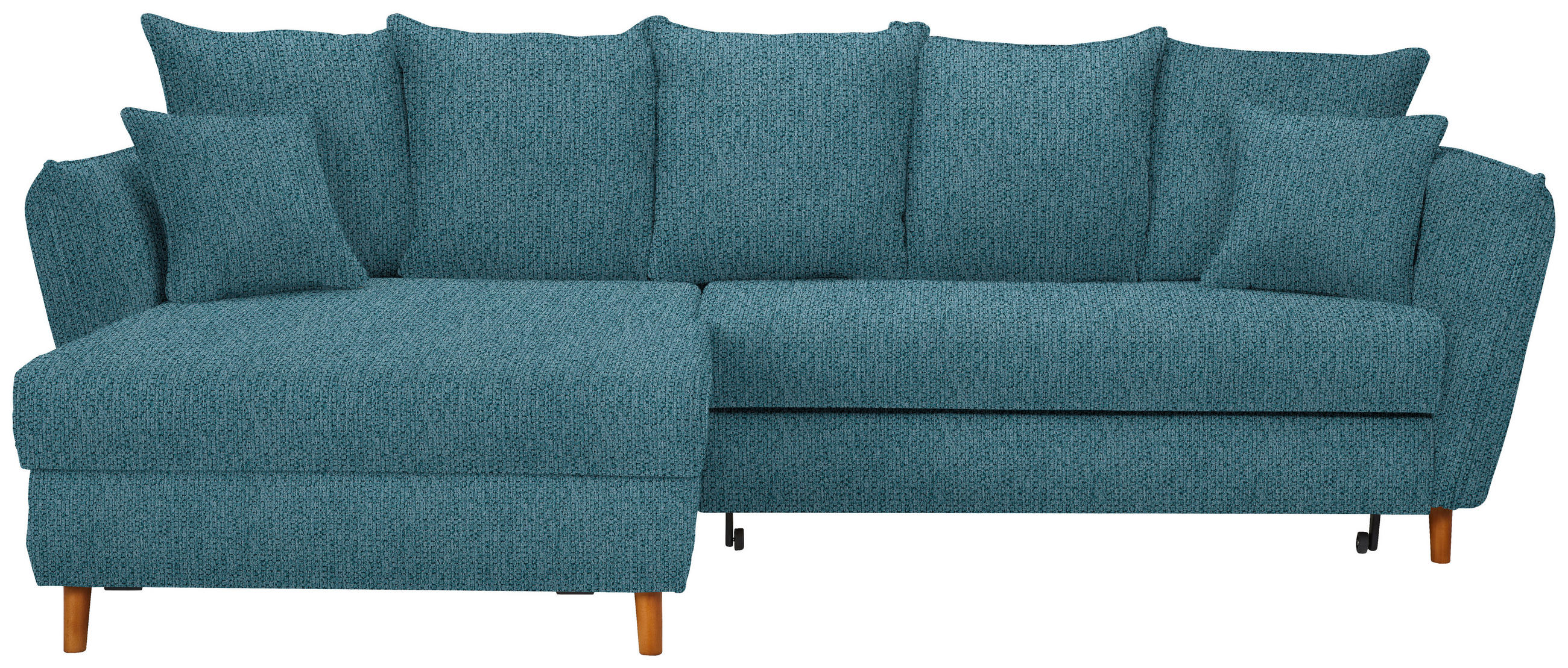 ECKSOFA in Webstoff Blau  - Blau/Eichefarben, Konventionell, Holz/Textil (284/162cm) - Carryhome